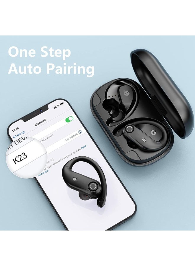 ChicAbode Wireless Earbuds Bluetooth Headphones, 100Hrs Playback Earphones with 2200mAh Wireless Charging Case,4 Mics Clear Call Waterproof, Over Ear Buds in-Ear Earphones with Earhooks for Sports Workout - Image 5